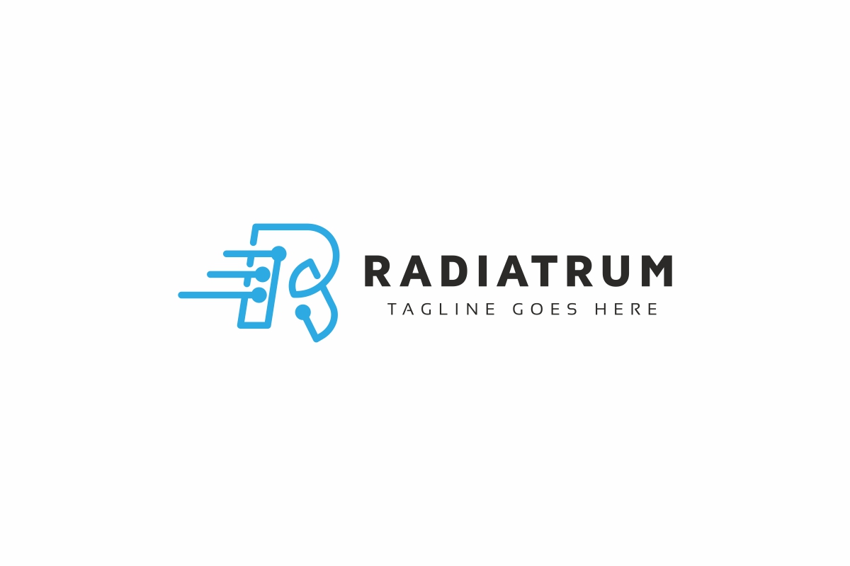 Download Шаблон логотипа "Radiatrum R Letter Logo Template" / Radiatrum R Letter Logo Template - Шаблон логотипа на тему графика agency blue business consulting design finance flat logo font industry investment letter r line marketing media modern print ready professional