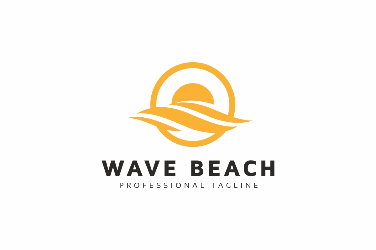 Download Шаблон логотипа "Wave Beach Logo Template" / Wave Beach Logo Template - Шаблон логотипа на тему графика beach,beige,blue,green,hotel,ocean,orange,red,resort,sea,shell,tourism,wave