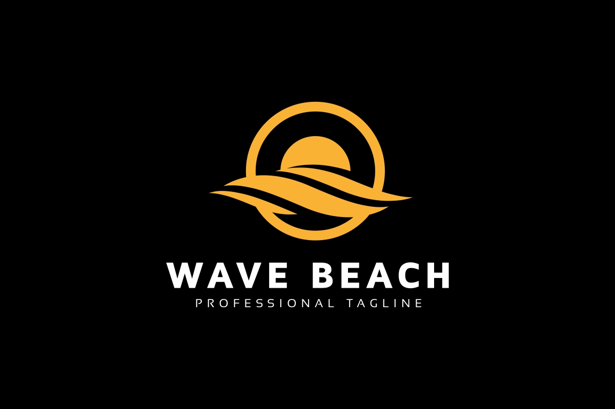 Download Шаблон логотипа "Wave Beach Logo Template" / Wave Beach Logo Template - Шаблон логотипа на тему графика beach,beige,blue,green,hotel,ocean,orange,red,resort,sea,shell,tourism,wave