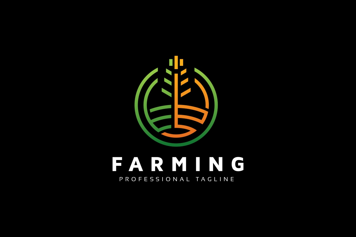 Download Шаблон логотипа "Farming Logo Template" / Farming Logo Template - Шаблон логотипа на тему графика agriculture,bio,design,eco,ecological,element,farm,farmhouse,farming,logo,field,food,fresh,green,harvest,harvesting,health,landscape,nature,organic
