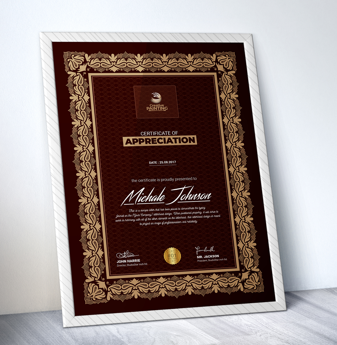 Download Шаблон сертификата "Michale Johnson | Multipurpose Design Certificate Template" / Michale Johnson | Multipurpose Design Certificate Template - Шаблон сертификата на тему графика certificate template design certificate border of completion achievement appreciation participation ms word company psd diploma award paper multipurpose modern certificateundefined