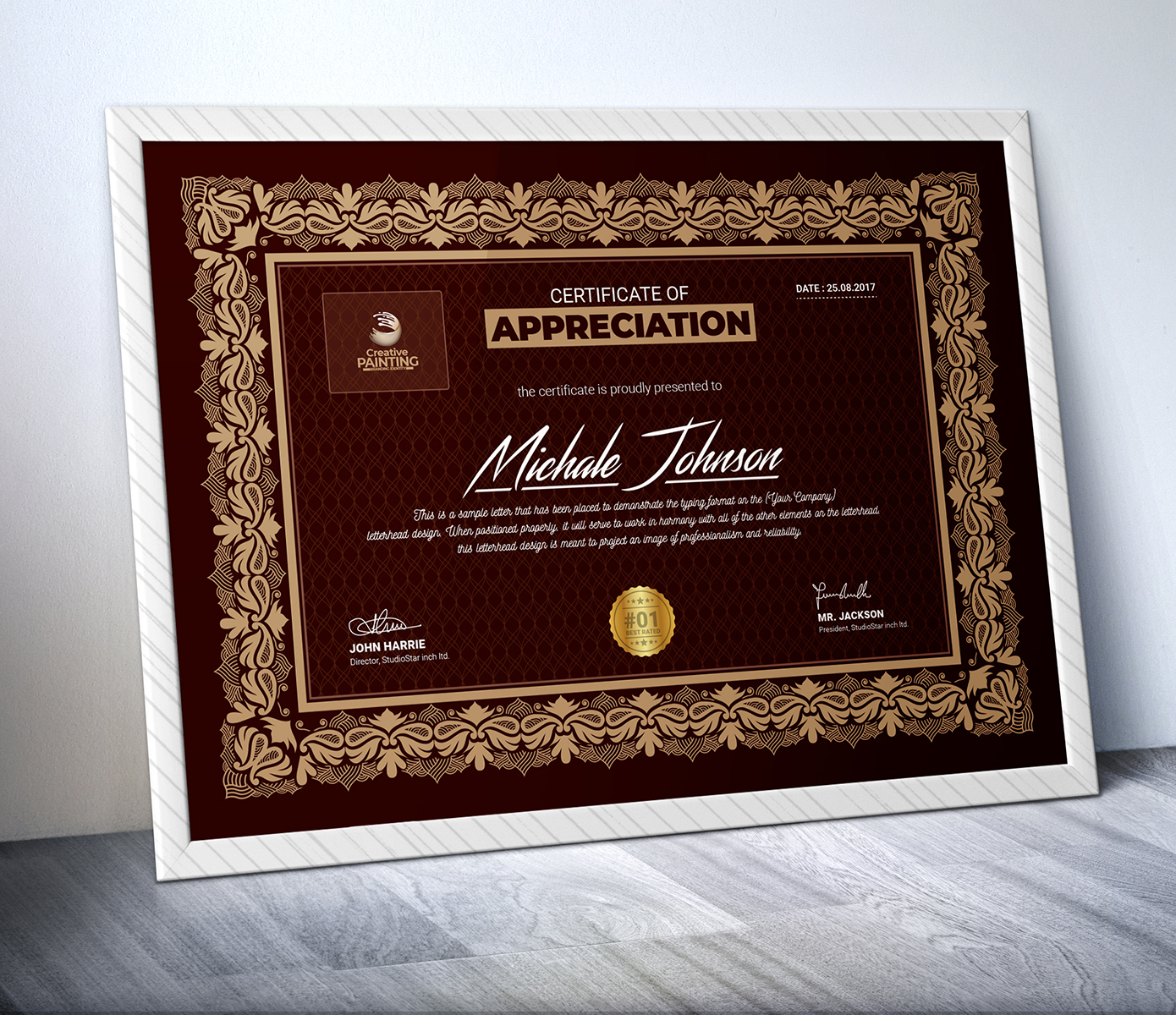 Download Шаблон сертификата "Michale Johnson | Multipurpose Design Certificate Template" / Michale Johnson | Multipurpose Design Certificate Template - Шаблон сертификата на тему графика certificate template design certificate border of completion achievement appreciation participation ms word company psd diploma award paper multipurpose modern certificateundefined