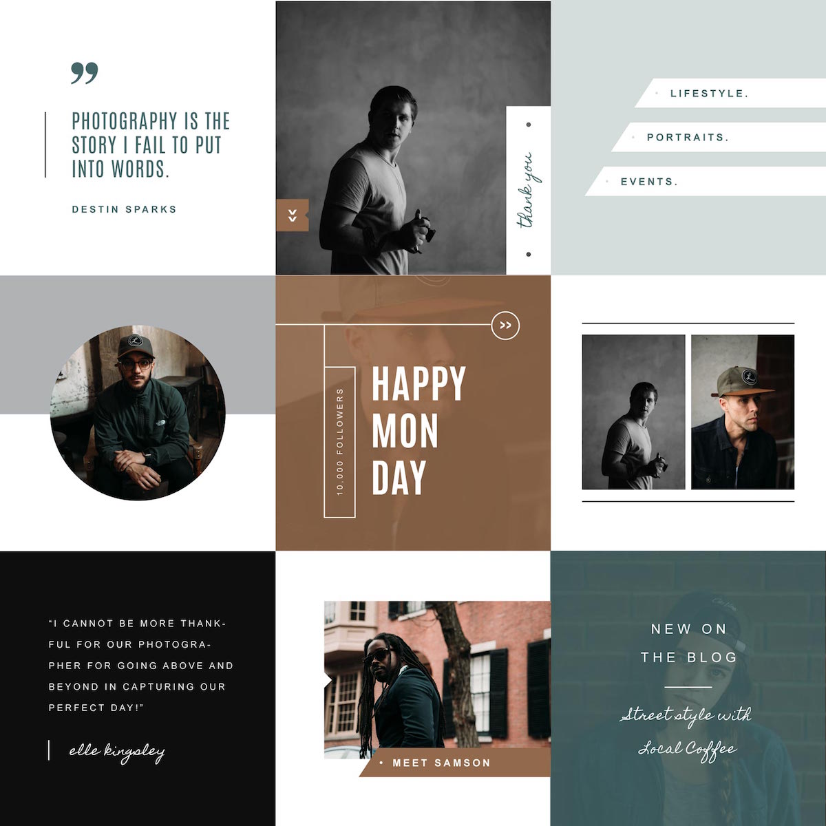 Download Шаблон для соцсетей "Modern Photographer Instagram Social Media Template" / Modern Photographer Instagram Social Media Template - Шаблон для соцсетей на тему графика modern portrait photographer unique instagram templates social media chic design photshop photography template minimal bold boutique