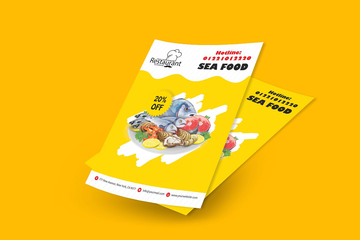Download Фирменный стиль "Sea Food Sales Flyer - Corporate Identity Template" / Sea Food Sales Flyer - Corporate Identity Template - Фирменный стиль на тему графика bar cafe clean dinner drink elegant fast food flyer menu loft design modern print template restaurant