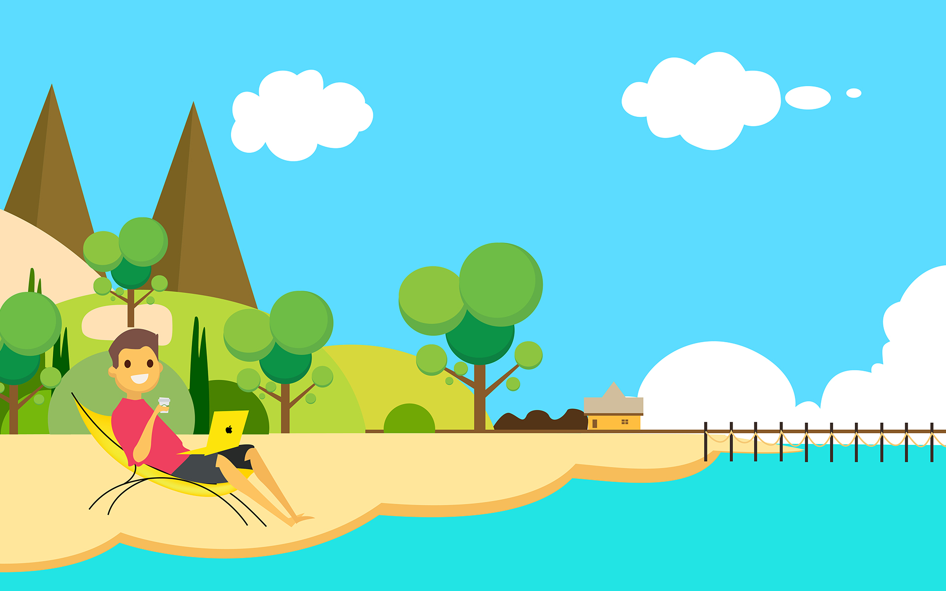 Download Иллюстрация "Landscape Flat Design Vector - Illustration" / Landscape Flat Design Vector - Illustration - Иллюстрация на тему графика green energy solar pack flat design illustration graphic beautiful power natural blue forest beach house city tree