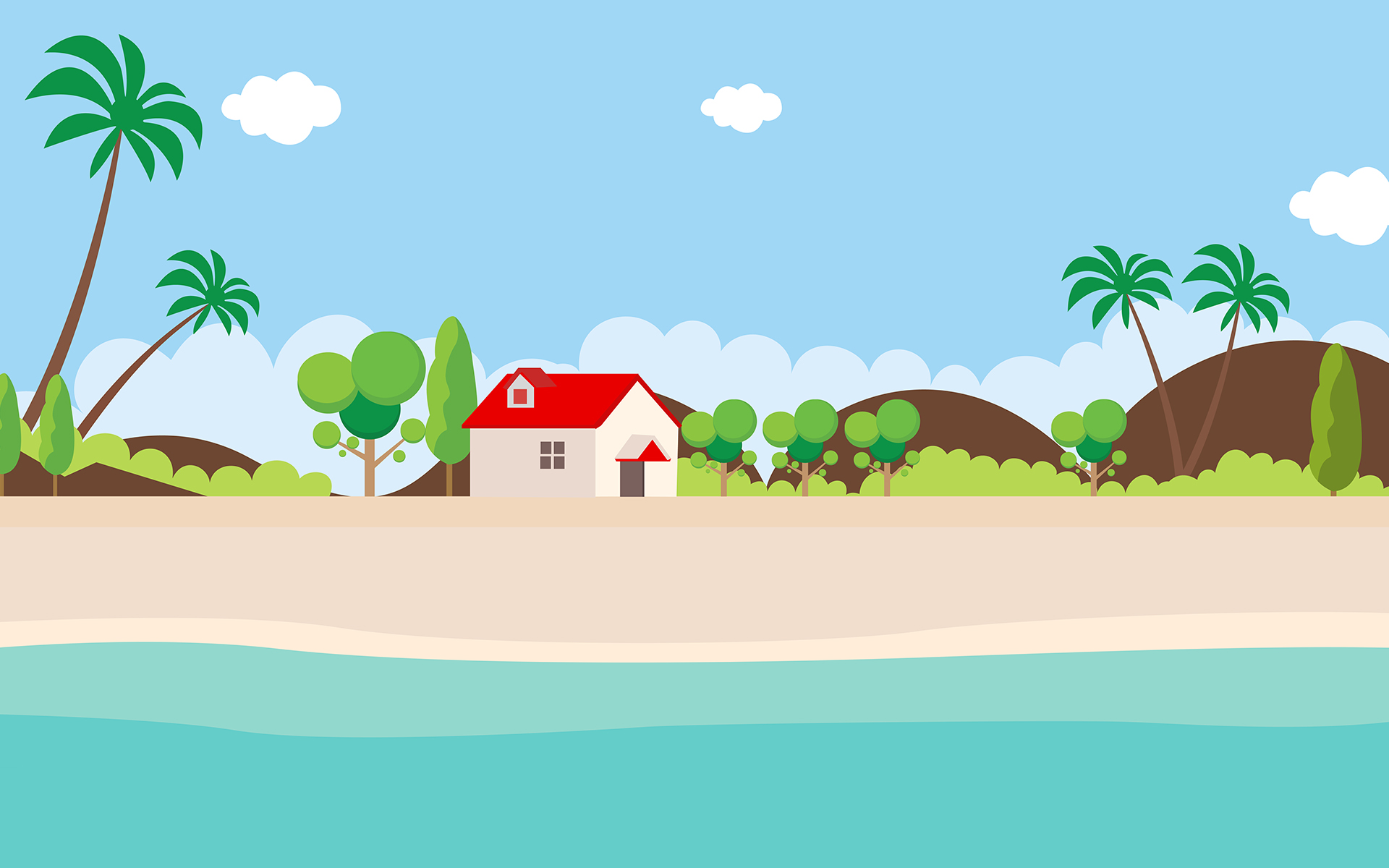 Download Иллюстрация "Landscape Flat Design Vector - Illustration" / Landscape Flat Design Vector - Illustration - Иллюстрация на тему графика green energy solar pack flat design illustration graphic beautiful power natural blue forest beach house city tree