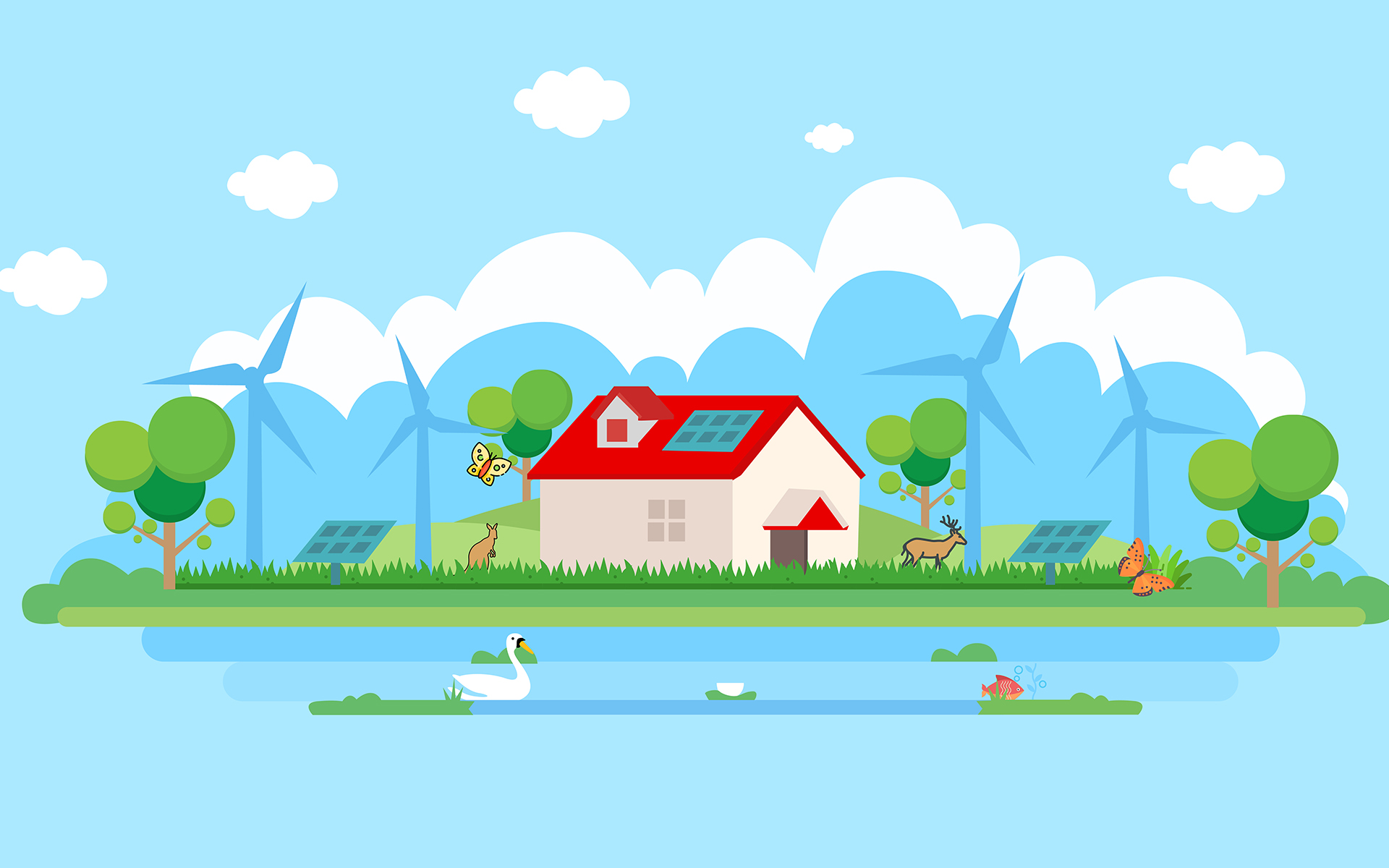 Download Бандл векторных иллюстраций для дизайна / Vector flat design - Illustration - Иллюстрация на тему графика design illustration green energy solar pack flat design illustration graphic beautiful power natural blue forest beach house city tree