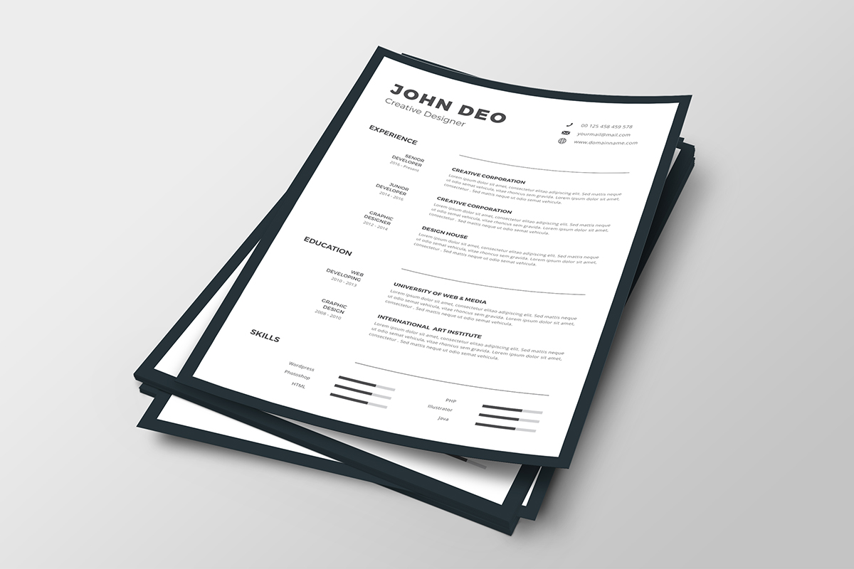 Download Резюме "John Deo Resume Template" / John Deo Resume Template - Резюме на тему графика resume cv professional clean creative curriculum vitae design elegant modern photoshop template pro format qualifications templates simple word