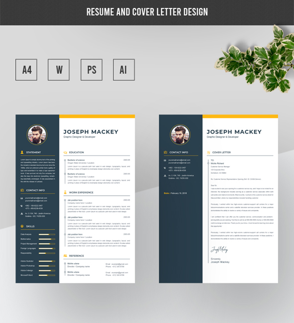 Download Резюме "Bundle Resume Template" / Bundle Resume Template - Адаптивный Резюме на тему графика a4 clean resume cv doc elegant modern professional creative minimal portfolio word medical template