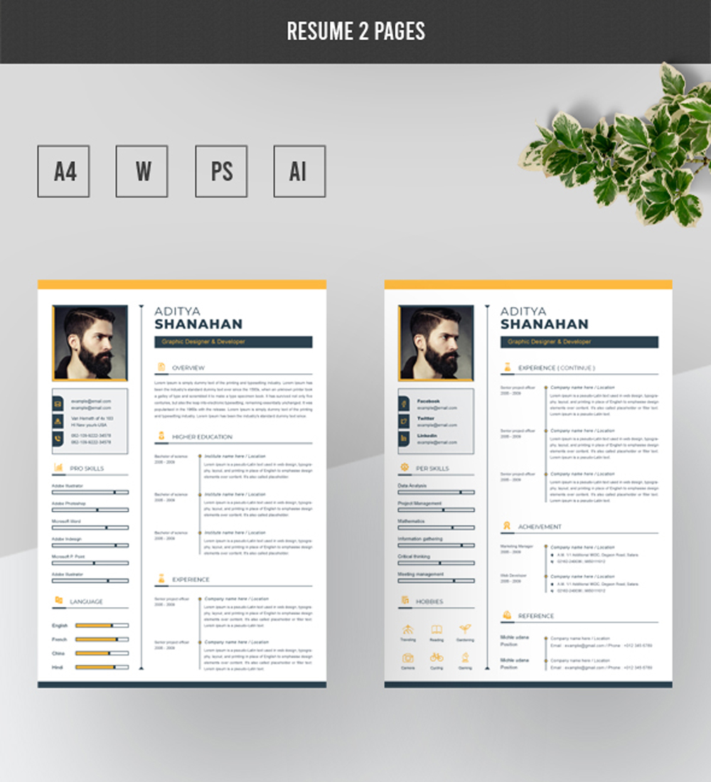 Download Резюме "Clean & Modern Bundle Resume Template" / Clean & Modern Bundle Resume Template - Адаптивный Резюме на тему графика a4 clean resume cv doc elegant modern professional creative minimal portfolio word medical template