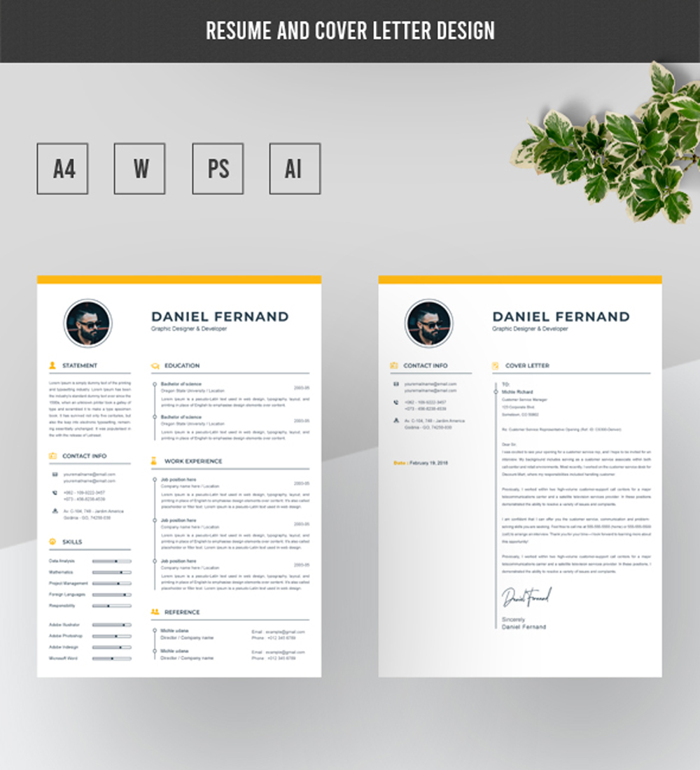 Download Резюме "Clean & Modern Bundle Resume Template" / Clean & Modern Bundle Resume Template - Адаптивный Резюме на тему графика a4 clean resume cv doc elegant modern professional creative minimal portfolio word medical template