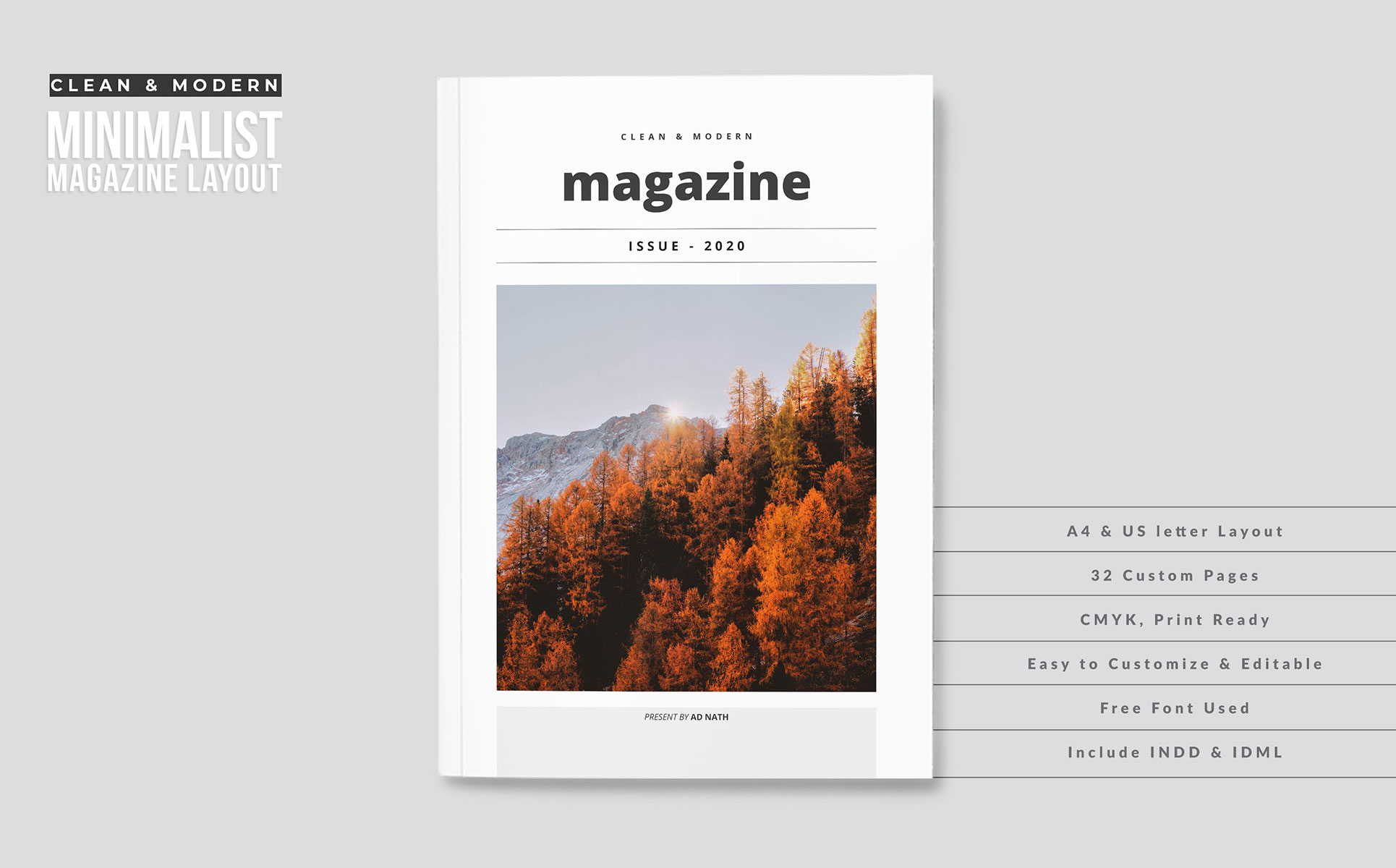 Download Фирменный стиль "Clean and Modern Minimalist Magazine Layout - Corporate Identity Template" / Clean and Modern Minimalist Magazine Layout - Corporate Identity Template - Фирменный стиль на тему графика magazine layout clean professional elegant portfolio simple indesign lifestyle multipurpose multiple modern travel botanical minimalist minimal digital templates cool marketing