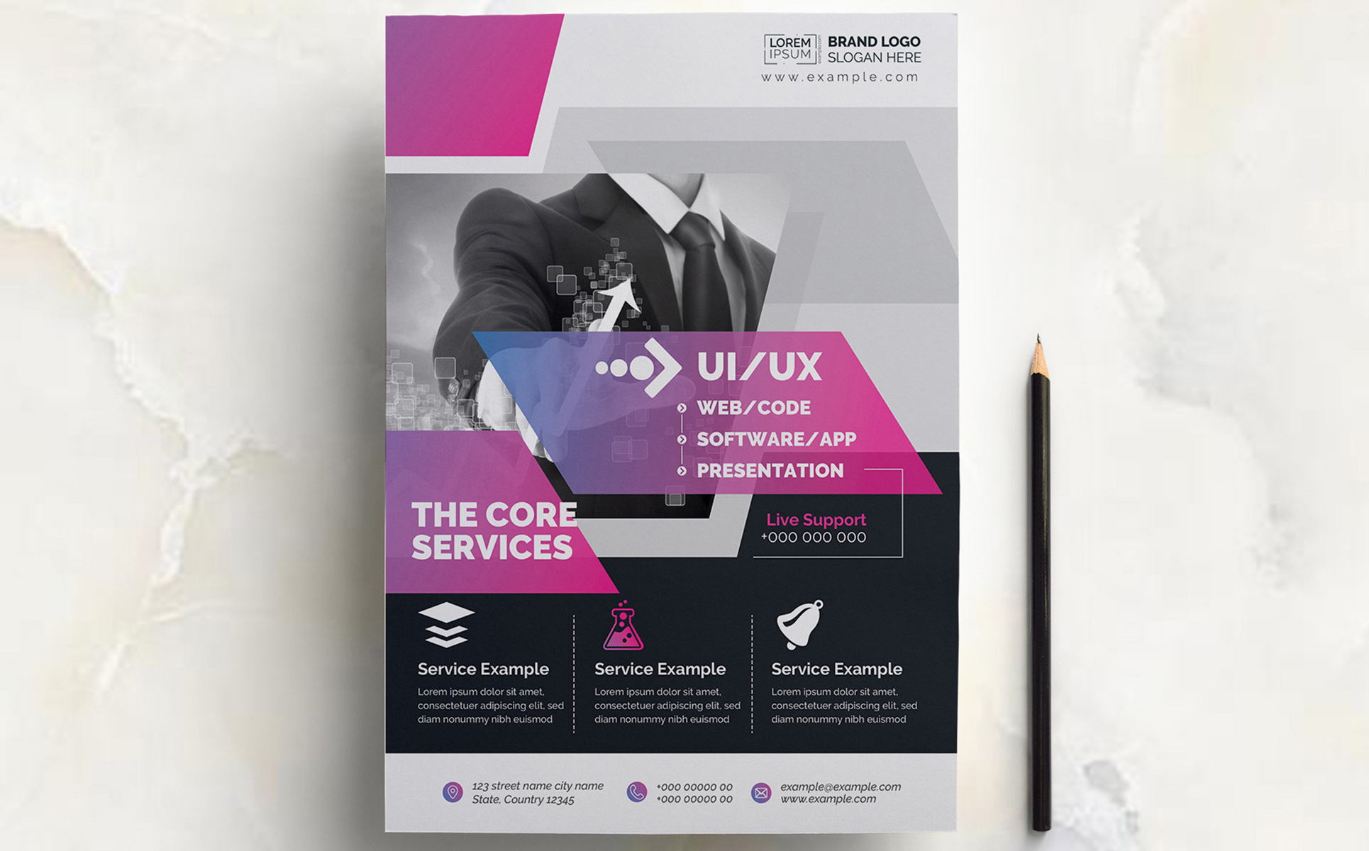 Download Фирменный стиль "Gradient Flyer - Corporate Identity Template" / Gradient Flyer - Corporate Identity Template - Фирменный стиль на тему графика abstract flyer ad advertisement agency agent business clean corporate creative editable template illustrator marketing multipurpose poster promotion product real estate