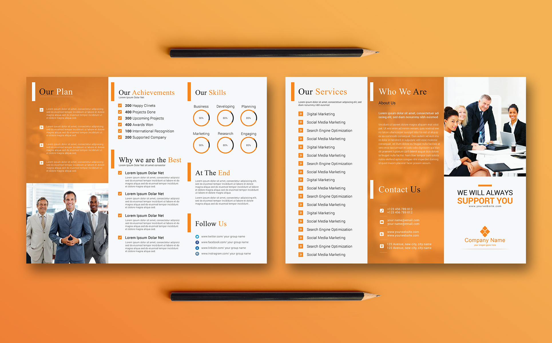 Download Фирменный стиль "Tri-fold Brochure - Corporate Identity Template" / Tri-fold Brochure - Corporate Identity Template - Фирменный стиль на тему графика a4 advertising agency branding brochure business clean company corporate creative customisable financial indesign marketing modern multipurpose print ready pro professional