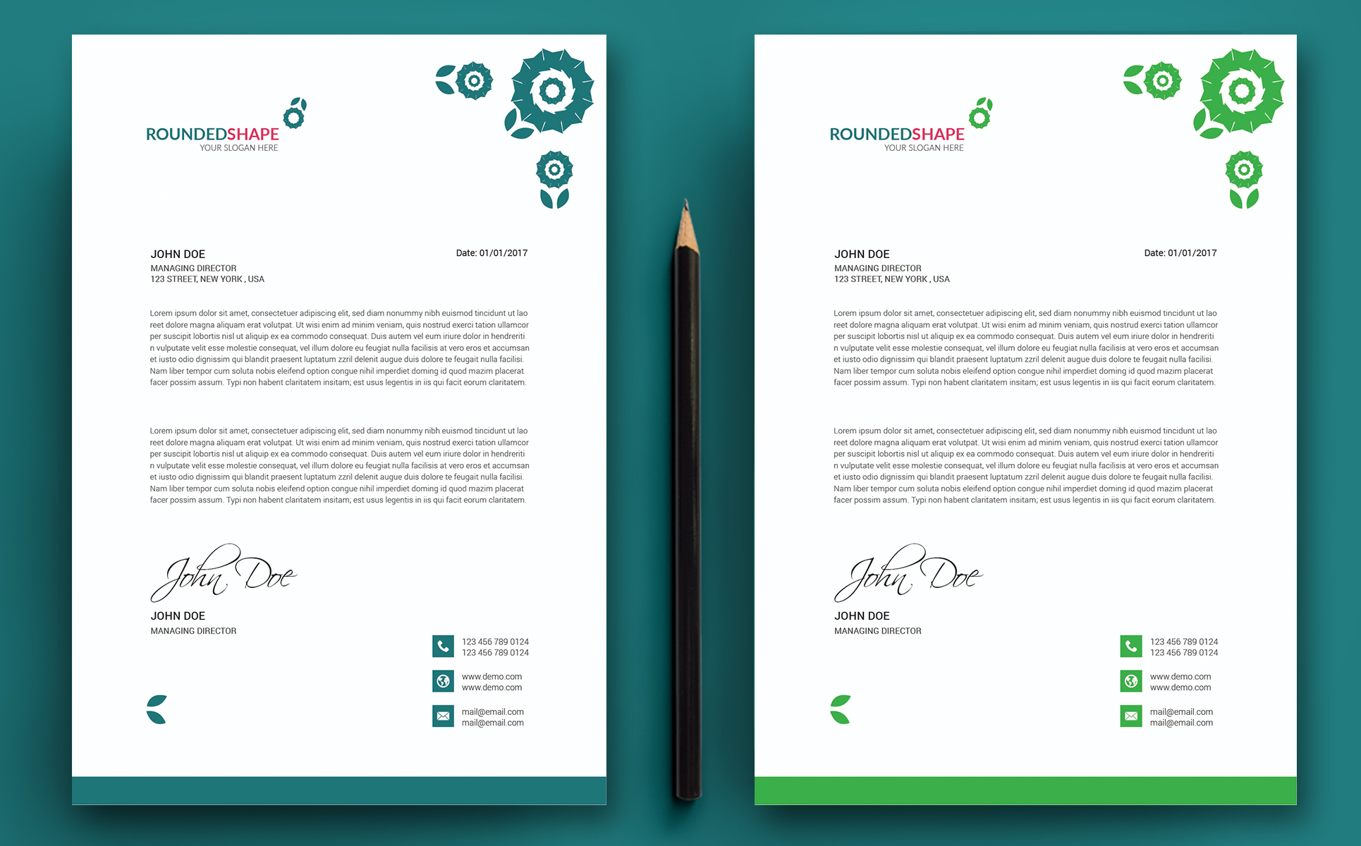 Download Фирменный стиль "Pencil – Letterhead/Cover Letter Template - Corporate Identity Template" / Pencil – Letterhead/Cover Letter Template - Corporate Identity Template - Фирменный стиль на тему графика business letterhead creative flyer graphic green landscape letterhead design logo magazine modern design official print professional simple standard web white
