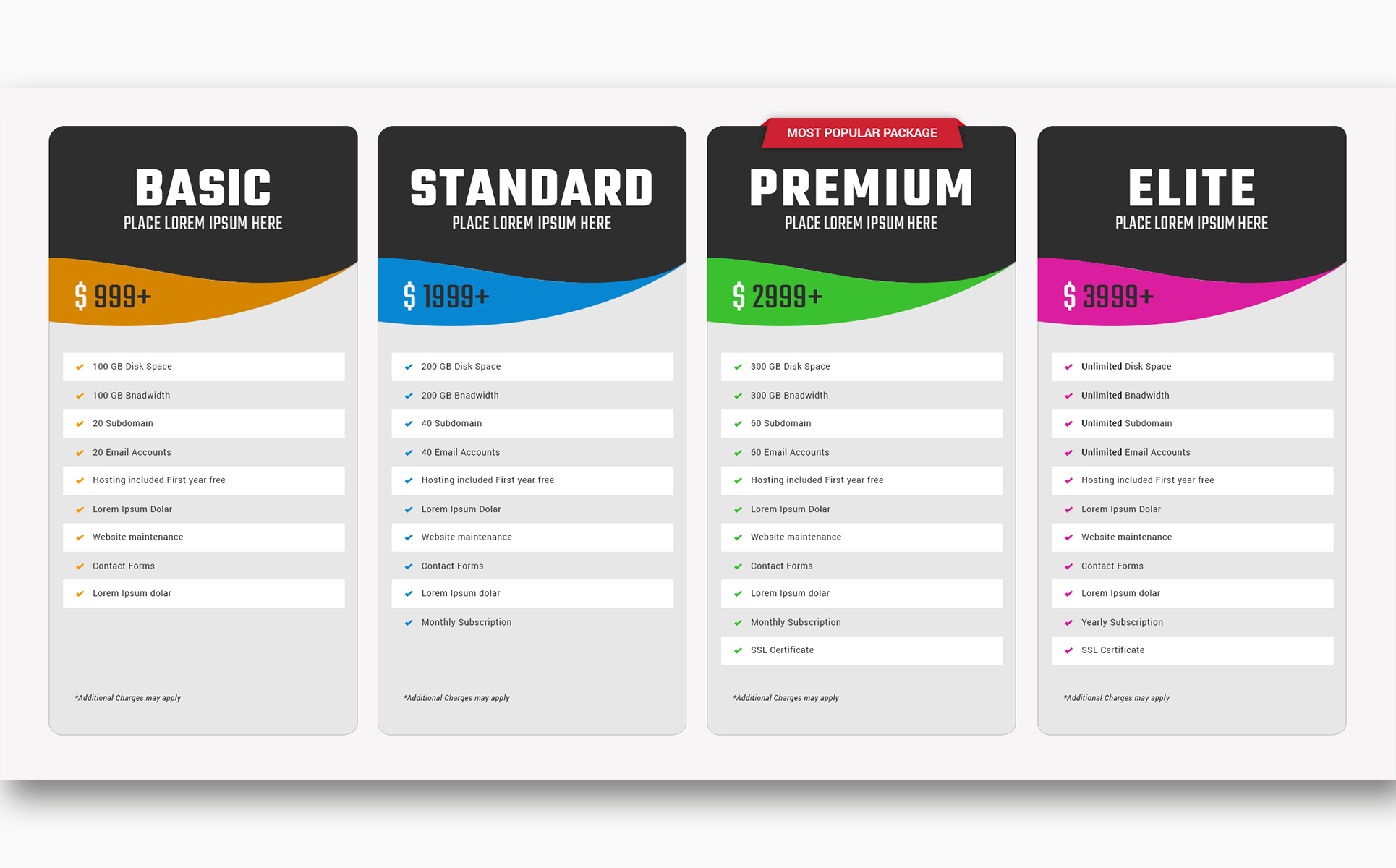 Website – Pricing Table PSD Template