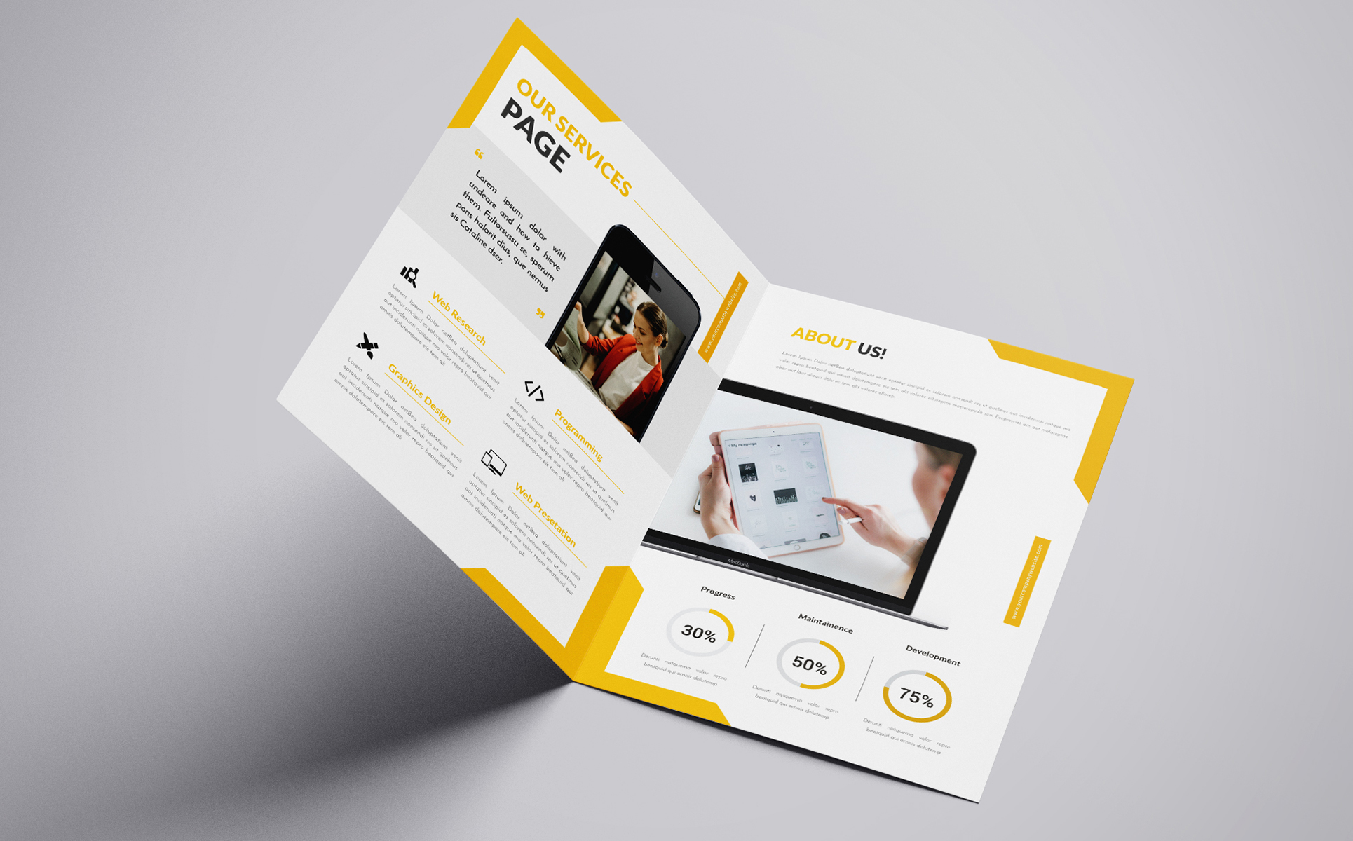 Download Фирменный стиль "Bi-Fold Brochure - Corporate Identity Template" / Bi-Fold Brochure - Corporate Identity Template - Фирменный стиль на тему графика a4 agency bi-fold branding brief brochure design business plan proposal clean corporate creative generous identity informational light indesign indd idml