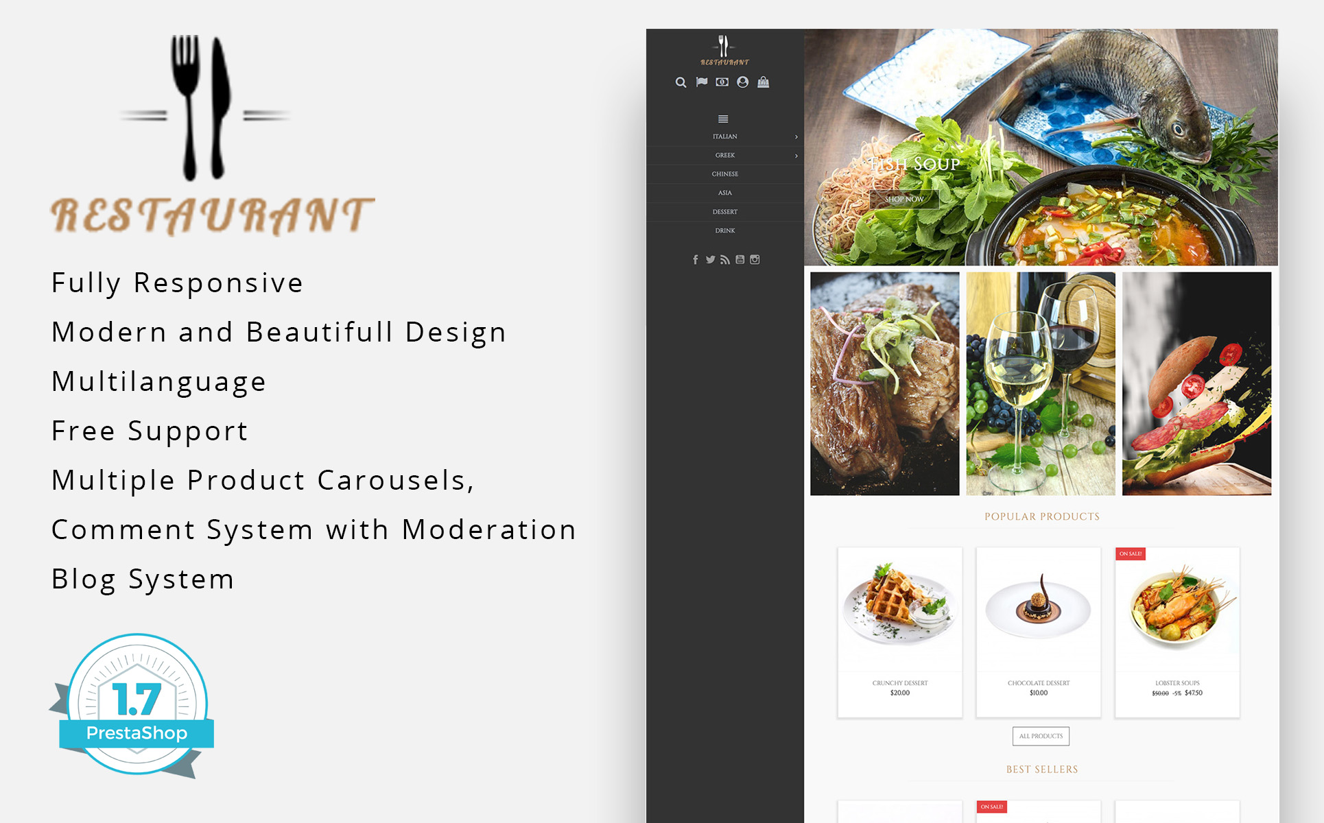 Universal Restaurant 1.7 PrestaShop Theme