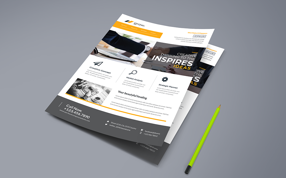 Download Фирменный стиль "Creative Thinking Inspires PSD - Corporate Identity Template" / Creative Thinking Inspires PSD - Corporate Identity Template - Фирменный стиль на тему графика ad agency builder bundle business clean coaching company concept consulting corporate creative design digital flyer flyers marketing modern multipurpose office