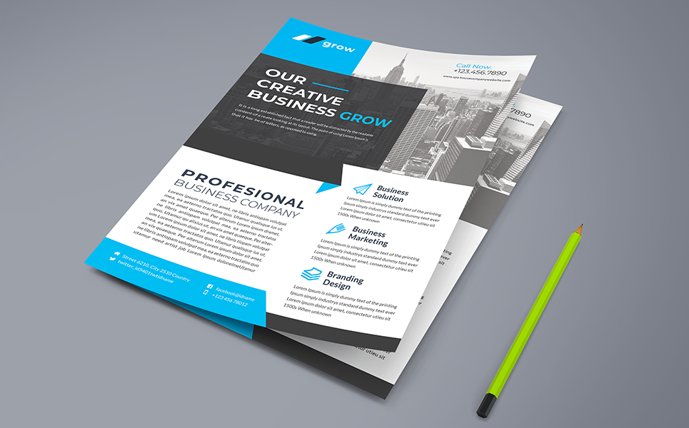 Download Фирменный стиль "Creative Business Grow Flyer PSD - Corporate Identity Template" / Creative Business Grow Flyer PSD - Corporate Identity Template - Фирменный стиль на тему графика ad agency builder bundle business clean coaching company concept consulting corporate creative design digital flyer flyers marketing modern multipurpose office