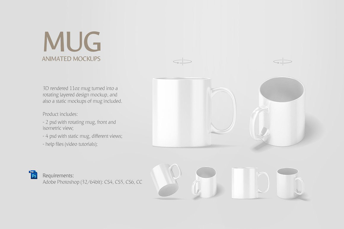 Download Мокап для продукта "Mug Animated product mockup" / Mug Animated product mockup - Мокап для продукта на тему графика mug mockup psd coffee cup drink beverage utensil glassy restaurant bar ceramic present kitchen tankard pattern mugdesign tea display mokcup