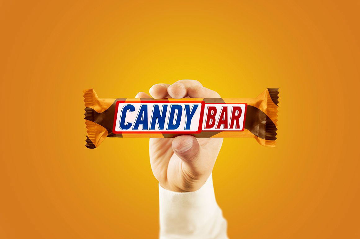 Download Мокап для продукта "Candy Bar - product mockup" / Candy Bar - product mockup - Мокап для продукта на тему графика psd download template mockup candy bar chocolate package sweet eat candybar biscuit sugar cantainer food product foil wrap snack confection