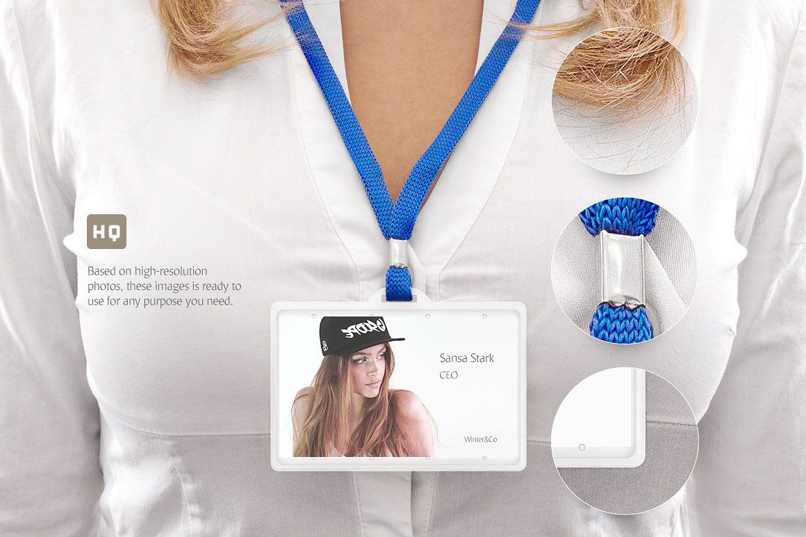 Download Мокап для продукта "Name Badge product mockup" / Name Badge product mockup - Мокап для продукта на тему графика badge lanyard id name tag nametag ribbon card template psd download mockup holder contact access pass vip document corporate event