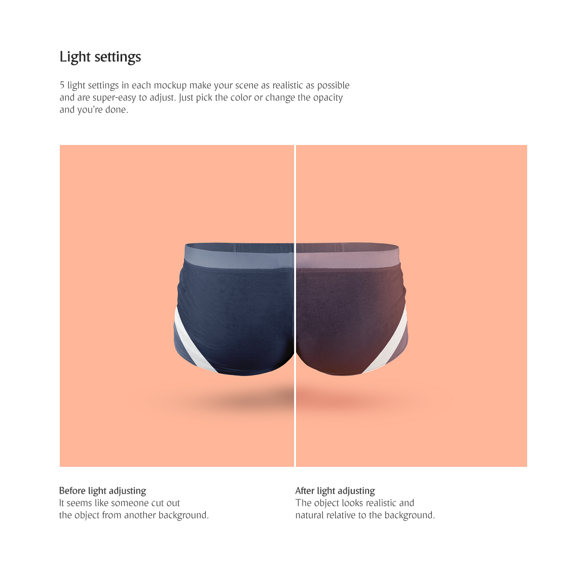 Download Мокап для продукта "Men's Trunks Underwear product mockup" / Men's Trunks Underwear product mockup - Мокап для продукта на тему графика psd download mens underwear trunks trousers mockup boxer underclothes underpants cloth underlinen compression swimtrunks white apparel boxers briefs undies dress
