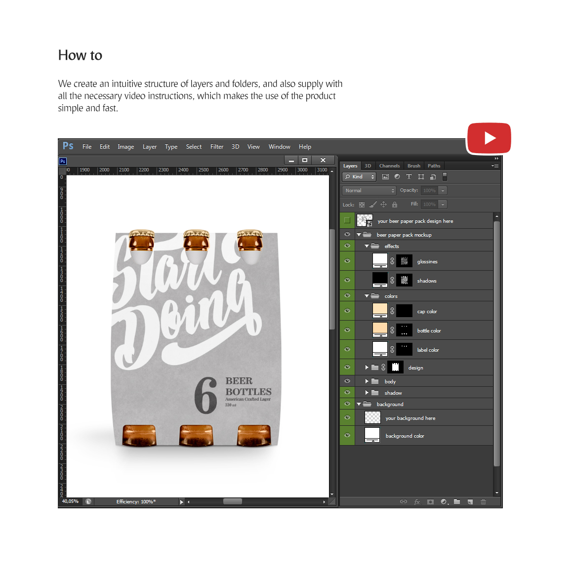 Download Мокап для продукта "Beer Pack product mockup" / Beer Pack product mockup - Мокап для продукта на тему графика mockup beer bottle pack box packaging psd download alchohol alcohol crate case paper cardboard beverage drink ale package label cap