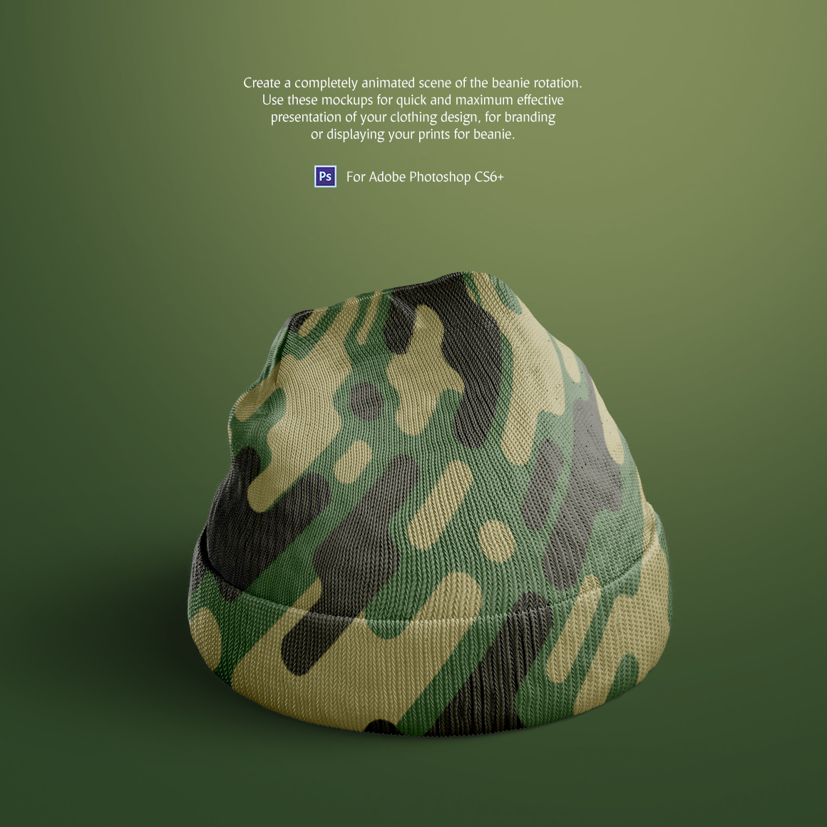 Download Мокап для продукта "Knitted Beanie Animated product mockup" / Knitted Beanie Animated product mockup - Мокап для продукта на тему графика beanie knitted hat mockup psd download cap animated clothing winter accessory cloth fashion animation heat thread knit covering weather headgear