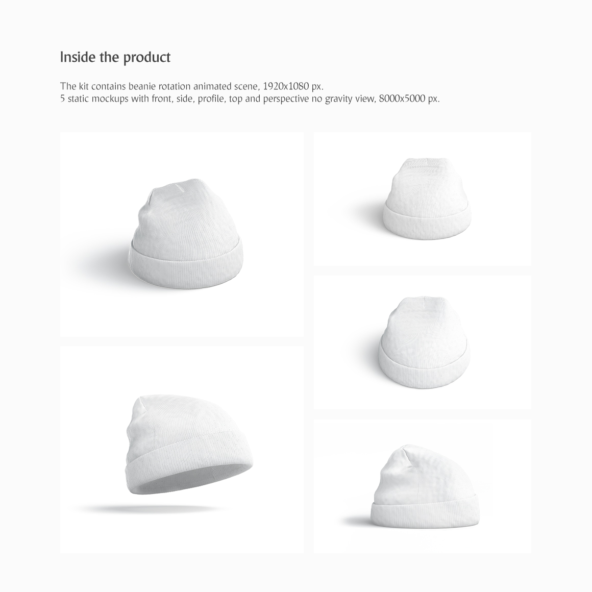 Download Мокап для продукта "Knitted Beanie Animated product mockup" / Knitted Beanie Animated product mockup - Мокап для продукта на тему графика beanie knitted hat mockup psd download cap animated clothing winter accessory cloth fashion animation heat thread knit covering weather headgear