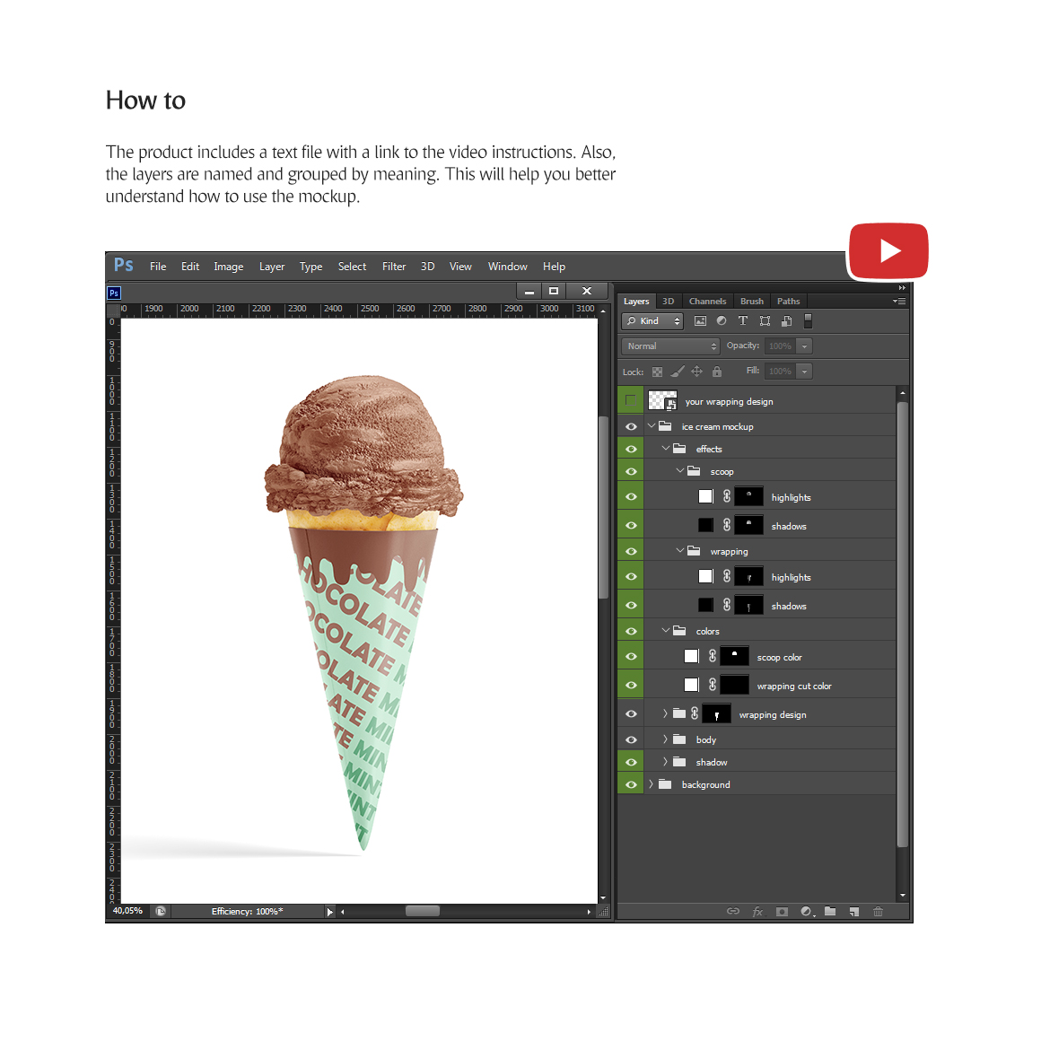 Download Мокап для продукта "Ice Cream Cone product mockup" / Ice Cream Cone product mockup - Мокап для продукта на тему графика ice cream cone scoop ball icecream mockup gelato cornet creamy wrapping package sundae ice-pop waffle food packaging dessert pack product
