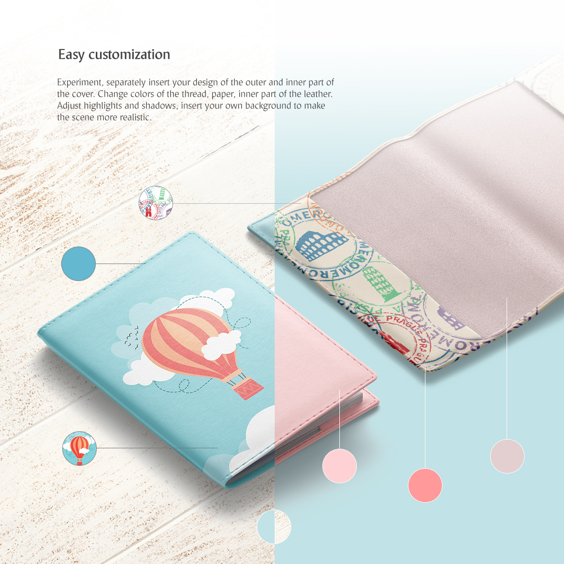 Download Мокап для продукта "Leather Passport Cover product mockup" / Leather Passport Cover product mockup - Мокап для продукта на тему графика passport holder envelope case document pasport id cardholder notebook mockup card pocketbook cover clear clean white mock up booklet mokcup