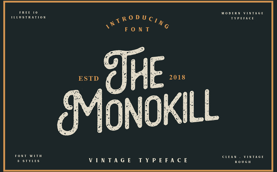 Download Шрифт "The Monokill - Vintage Font" / The Monokill - Vintage Font - Шрифт на тему графика fonts retro rough brewery font industrial letterpress logo print ready printed sans serif textured vintage web western whiskey automotive logotype