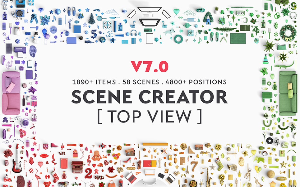 Download Мокап для продукта "Scene Creator Bundle product mockup" / Scene Creator Bundle product mockup - Мокап для продукта на тему графика scene creator view top front presentation desk room music stationery print computer car branding mockup mock-up product psd photoshop bundle