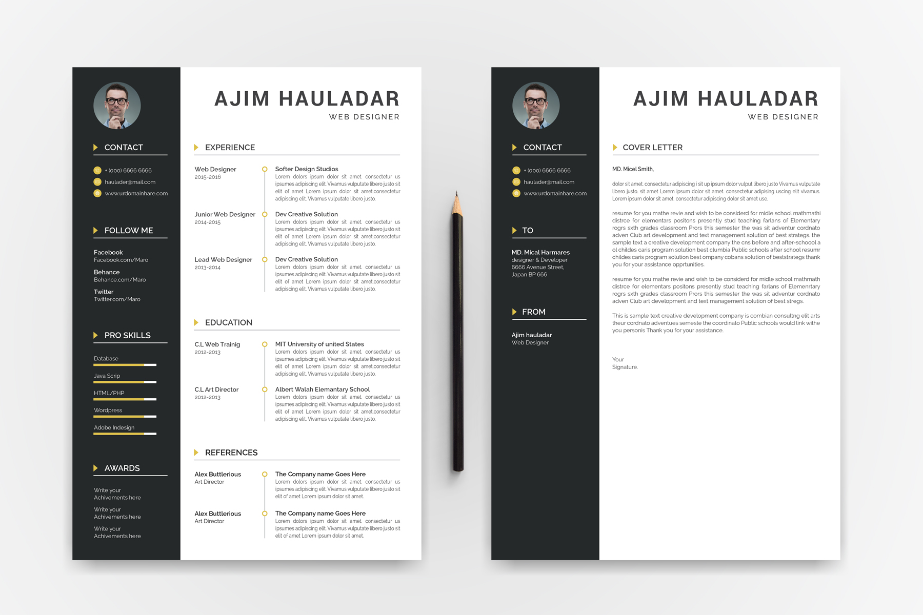 Download Резюме "Ajim Haulaadar Classic Resume Template" / Ajim Haulaadar Classic Resume Template - Резюме на тему дизайн студия resume cv clean creative word infographic modern professional student mac pages manager template bankers doctors job seekers a4 us letter