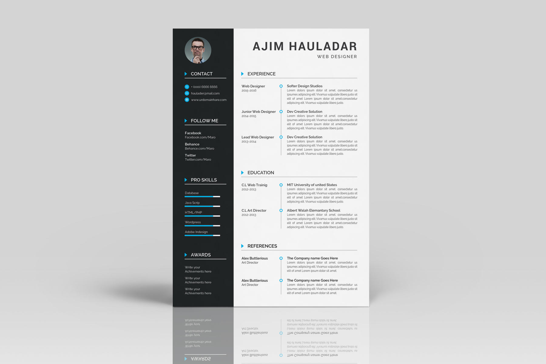 Download Резюме "Ajim Haulaadar Classic Resume Template" / Ajim Haulaadar Classic Resume Template - Резюме на тему дизайн студия resume cv clean creative word infographic modern professional student mac pages manager template bankers doctors job seekers a4 us letter