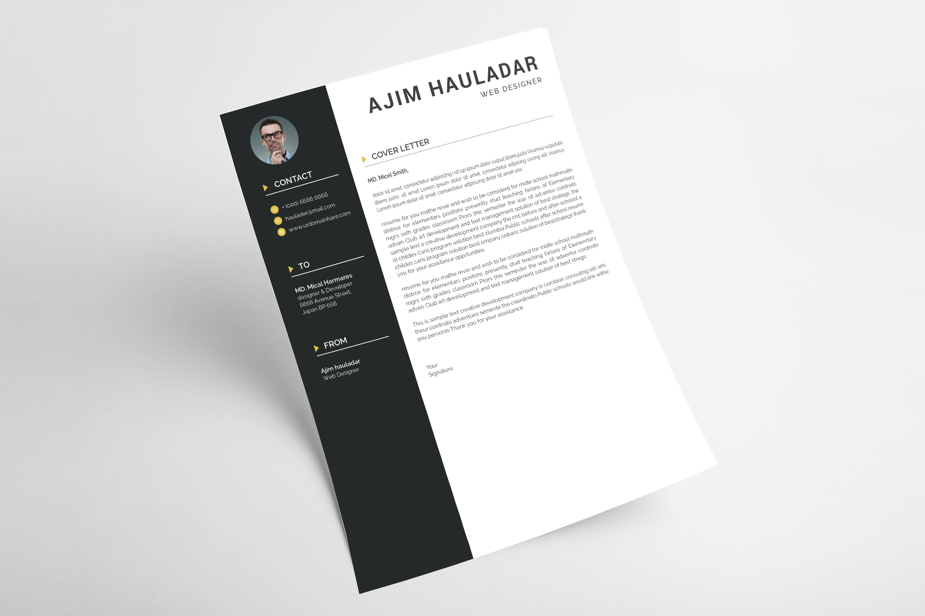Download Резюме "Ajim Haulaadar Classic Resume Template" / Ajim Haulaadar Classic Resume Template - Резюме на тему дизайн студия resume cv clean creative word infographic modern professional student mac pages manager template bankers doctors job seekers a4 us letter