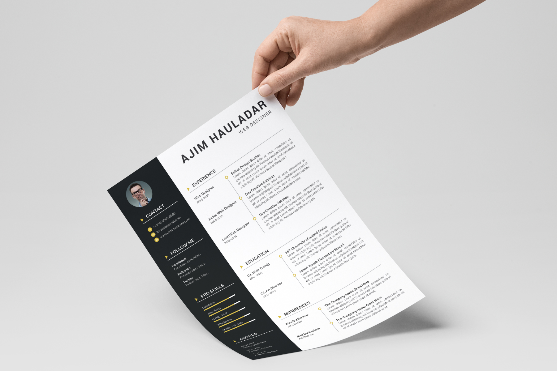 Download Резюме "Ajim Haulaadar Classic Resume Template" / Ajim Haulaadar Classic Resume Template - Резюме на тему дизайн студия resume cv clean creative word infographic modern professional student mac pages manager template bankers doctors job seekers a4 us letter