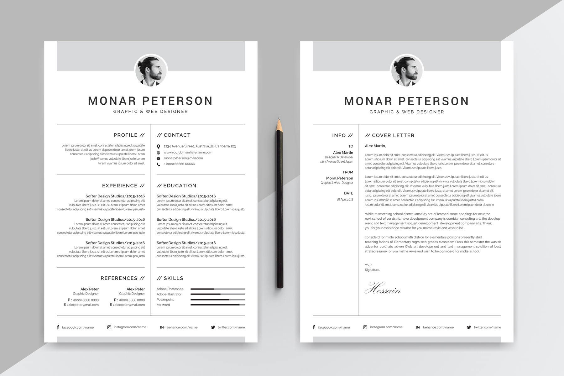 Download Резюме "Monar Peterson Resume Template" / Monar Peterson Resume Template - Резюме на тему графика resume cv clean creative word infographic modern professional student mac pages manager template bankers doctors job seekers
