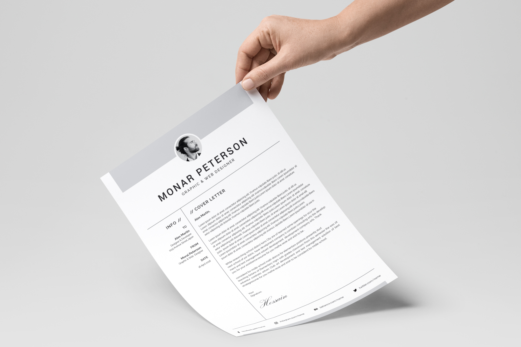 Download Резюме "Monar Peterson Resume Template" / Monar Peterson Resume Template - Резюме на тему графика resume cv clean creative word infographic modern professional student mac pages manager template bankers doctors job seekers