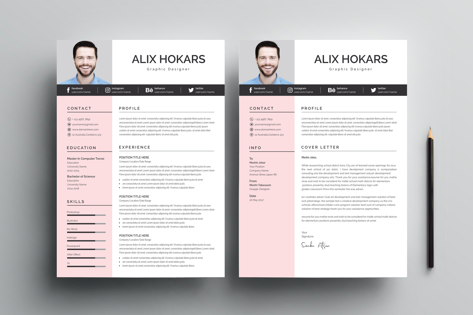 Download Резюме "Alix Hokars Clean & Professional Resume Template" / Alix Hokars Clean & Professional Resume Template - Резюме на тему графика resume cv clean creative word infographic modern professional student mac pages manager template bankers doctors job seekers