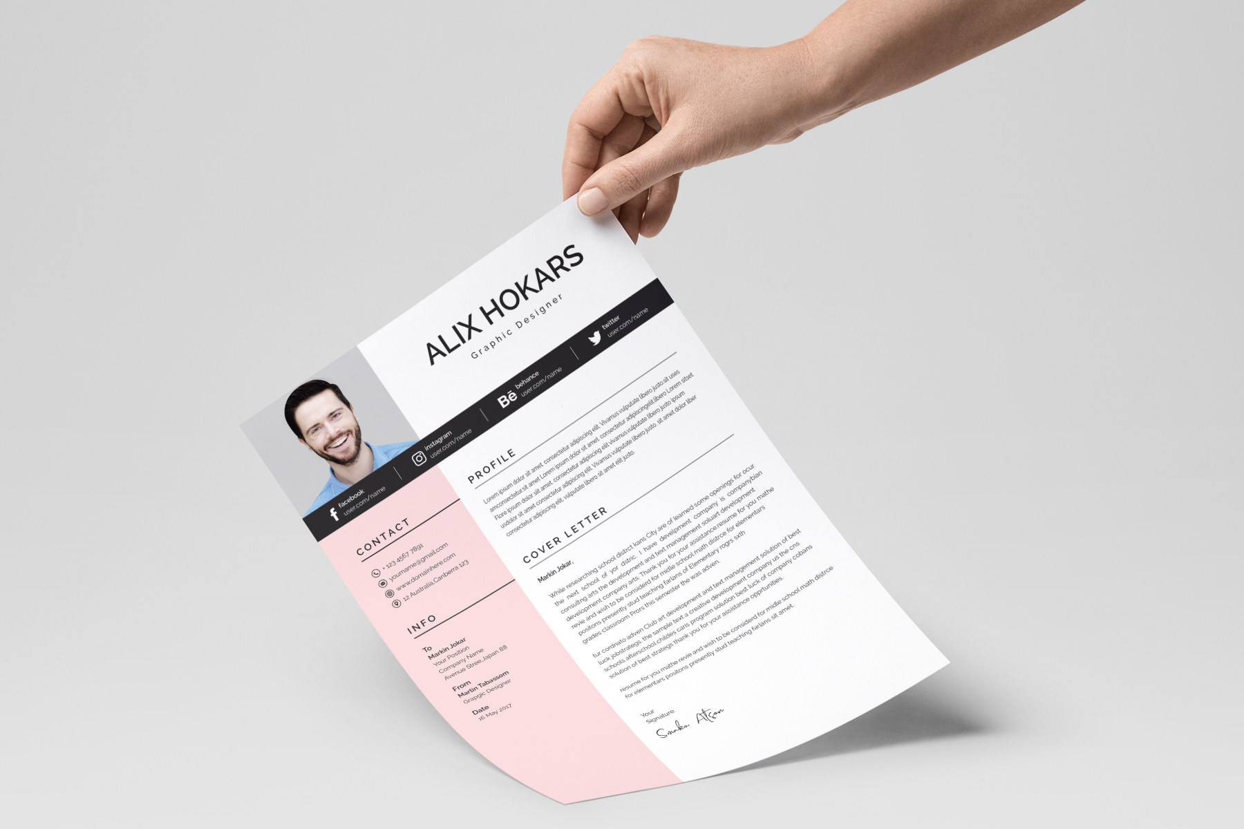 Download Резюме "Alix Hokars Clean & Professional Resume Template" / Alix Hokars Clean & Professional Resume Template - Резюме на тему графика resume cv clean creative word infographic modern professional student mac pages manager template bankers doctors job seekers