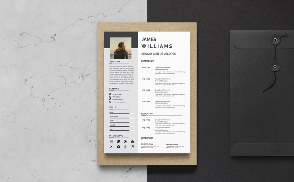 Download Резюме "Williams Clean Resume Template" / Williams Clean Resume Template - Резюме на тему графика a4 clean resume creative cv template designer elegant indesign infographic letter minimalist modern portfolio professional design minimal pages