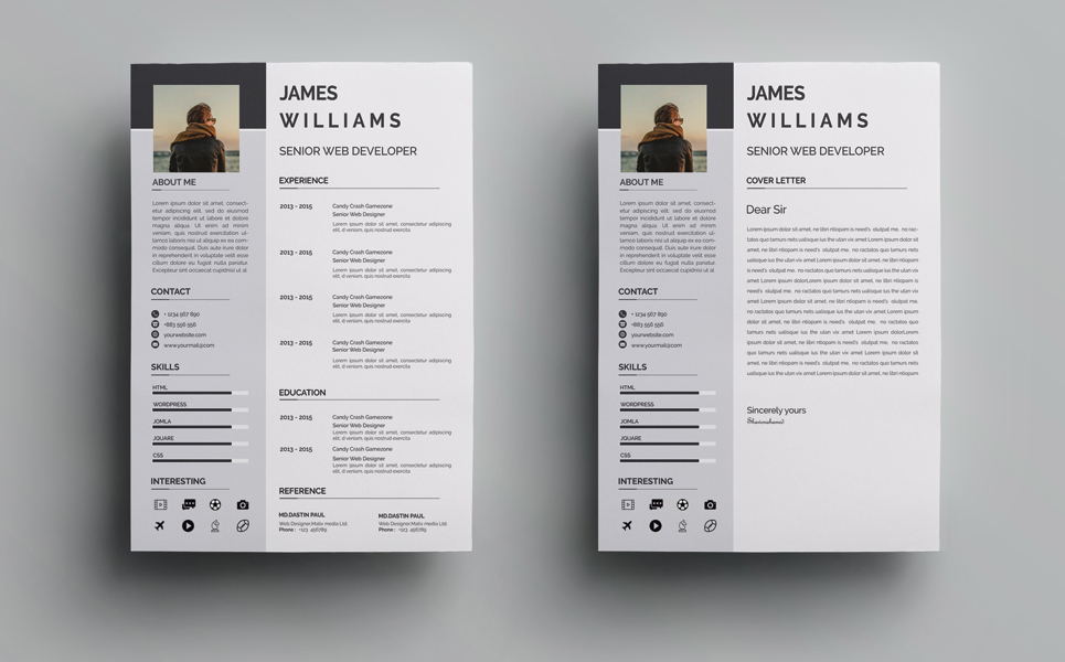 Download Резюме "Williams Clean Resume Template" / Williams Clean Resume Template - Резюме на тему графика a4 clean resume creative cv template designer elegant indesign infographic letter minimalist modern portfolio professional design minimal pages
