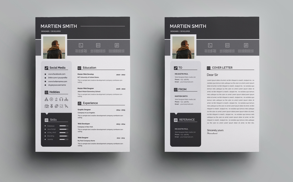 Download Резюме "Smith Clean Resume Template" / Smith Clean Resume Template - Резюме на тему графика a4 clean resume creative cv template designer elegant indesign infographic letter minimalist modern portfolio professional design minimal pages