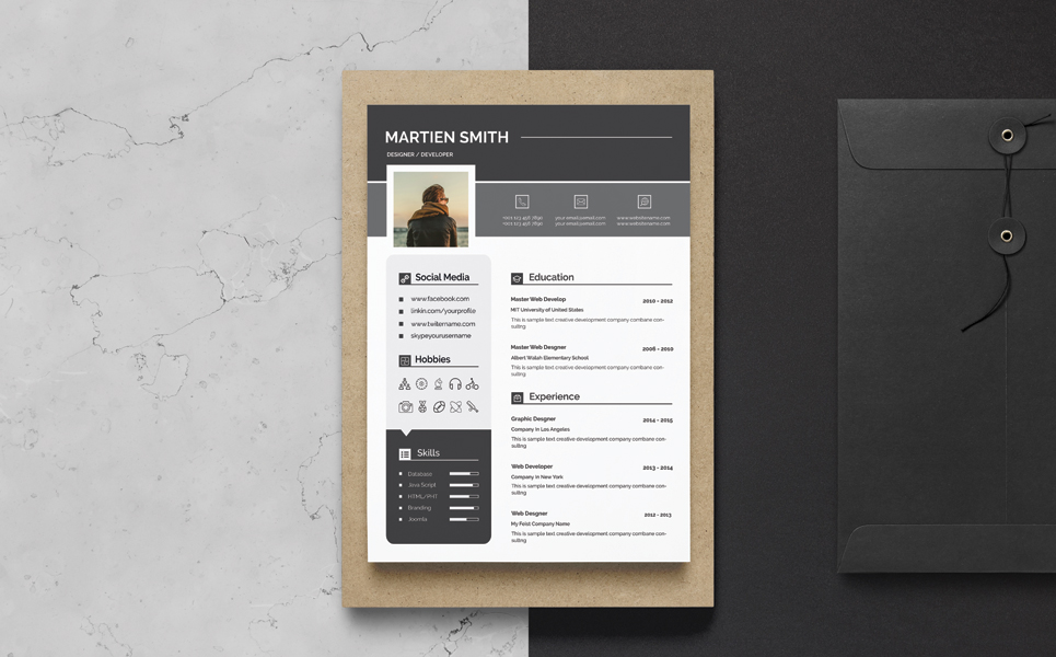 Download Резюме "Smith Clean Resume Template" / Smith Clean Resume Template - Резюме на тему графика a4 clean resume creative cv template designer elegant indesign infographic letter minimalist modern portfolio professional design minimal pages