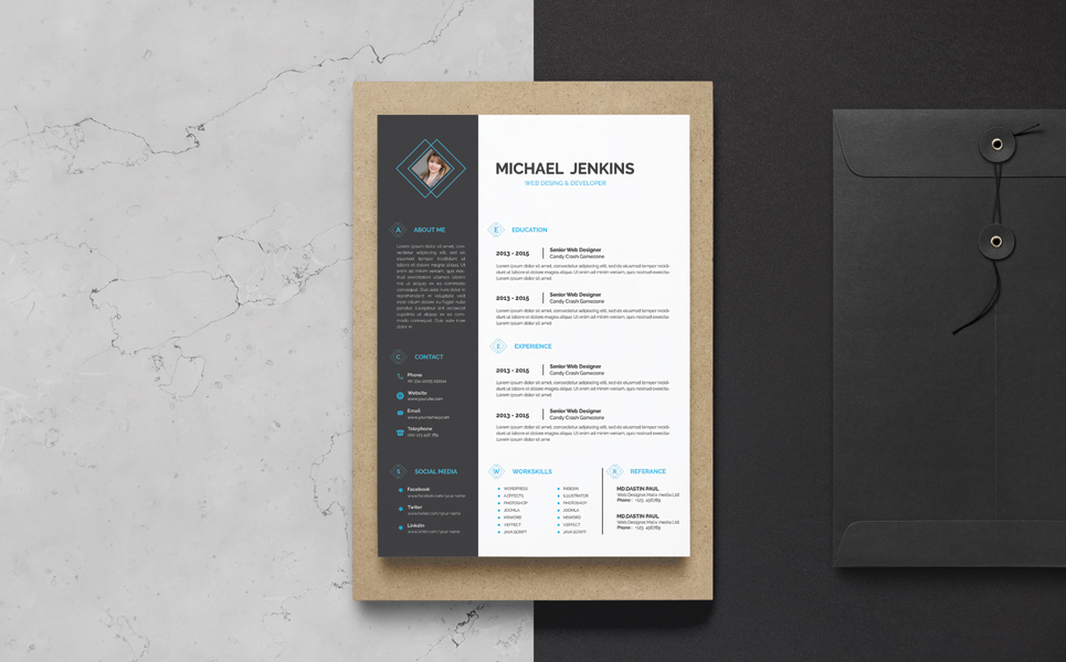Download Резюме "Michael Jenkins Clean Resume Template" / Michael Jenkins Clean Resume Template - Резюме на тему графика resume template design cover letter cv modern minimal professional curriculum vitae us diy designer creative word ms microsoft bundle