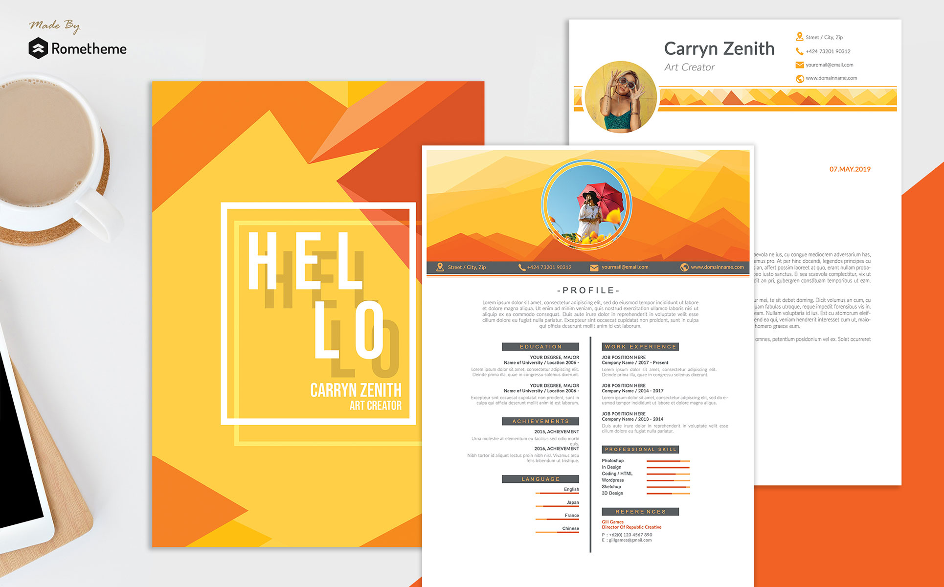 Download Резюме "Carryn Z - Resume Template" / Carryn Z - Resume Template - Резюме на тему графика creative curriculum cv freelance freelancer hire illustrator job minimalist modern personal photoshop portfolio resume simple