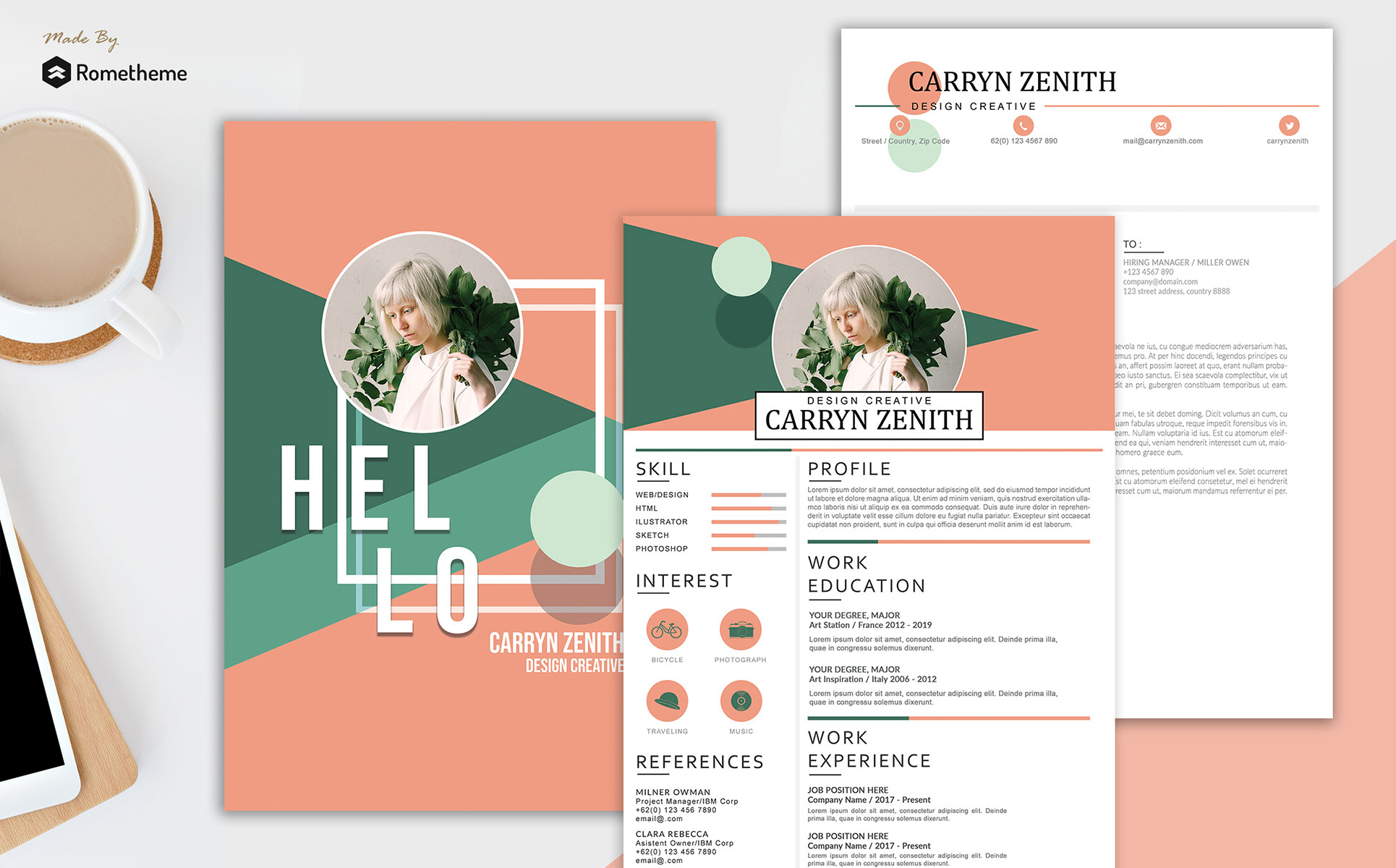 Download Резюме "Carryn Ze - Resume Template" / Carryn Ze - Resume Template - Резюме на тему графика creative curriculum cv freelance freelancer hire illustrator job minimalist modern personal photoshop portfolio resume simple